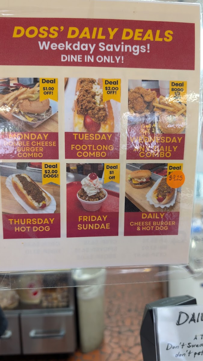 Doss' Old Fashion Ice Cream Menu - Image 3